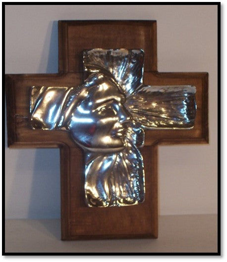 Rostro Virgen en cruz madera - Decopeltre