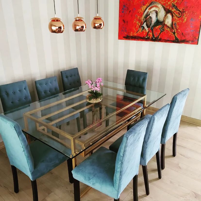 Mesa Comedor Patagonia Vidrio- Fierro - Decopeltre