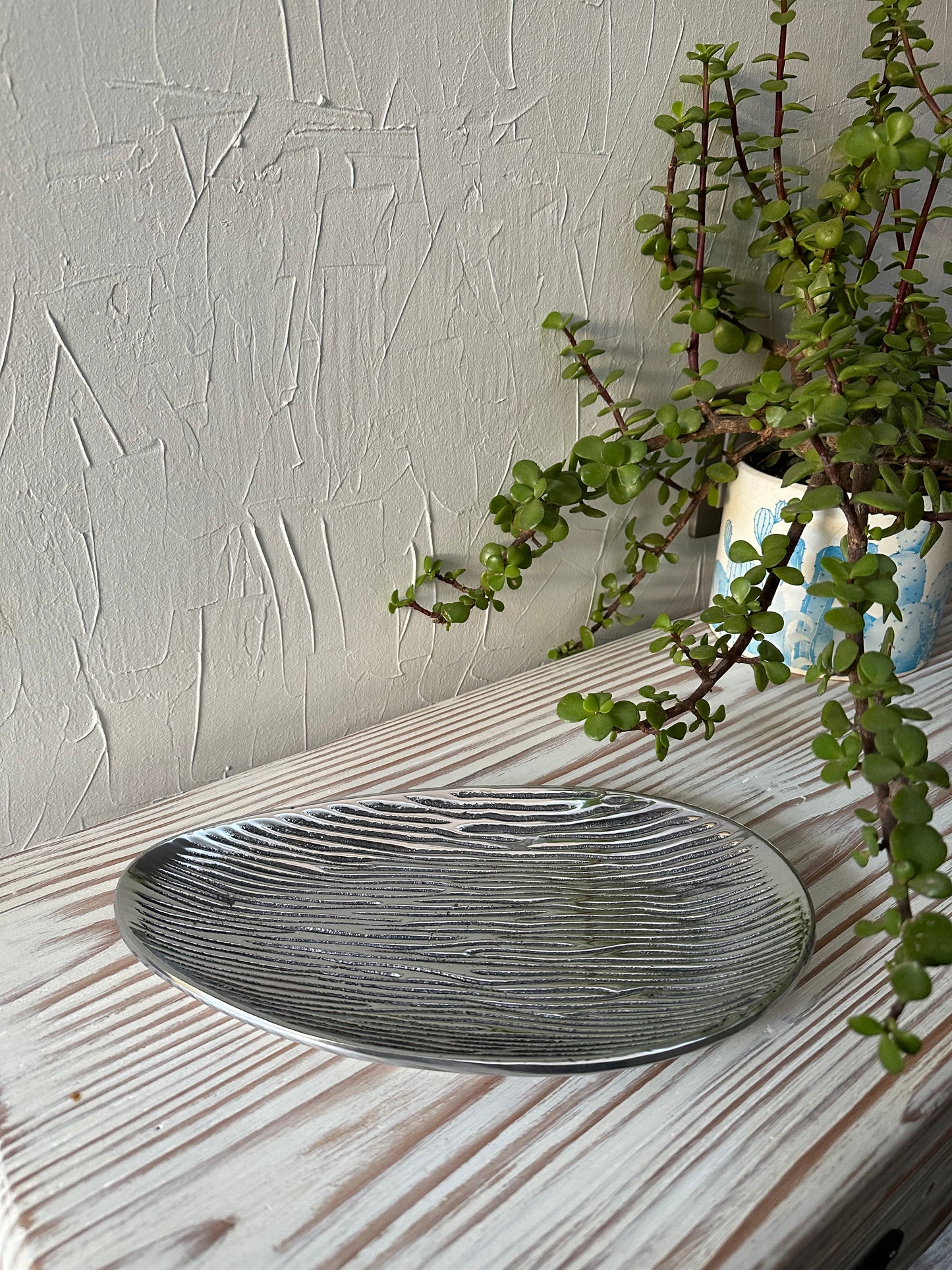 Bandeja eliptica rayas peltre