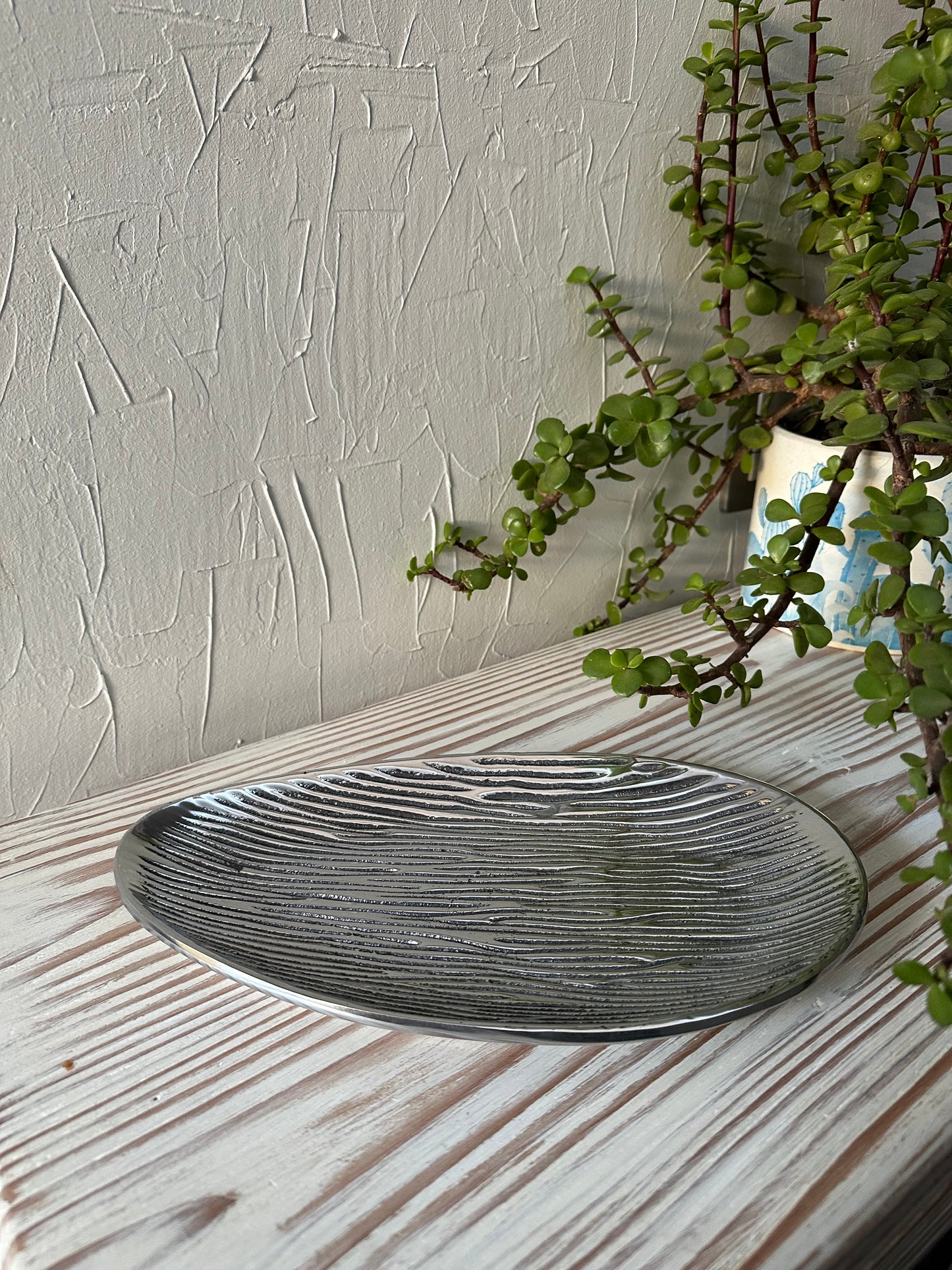 Bandeja eliptica rayas peltre